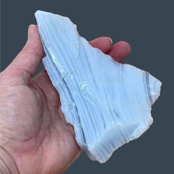 Milk Glass Blue Art Glass Cullet Layered Manganese Slag Glass #4GX67 - Picture 6 of 7